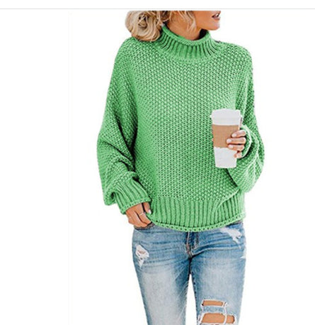 Women's Turtleneck Pullover Sweater - Thick Knitted Long Sleeve Winter Top