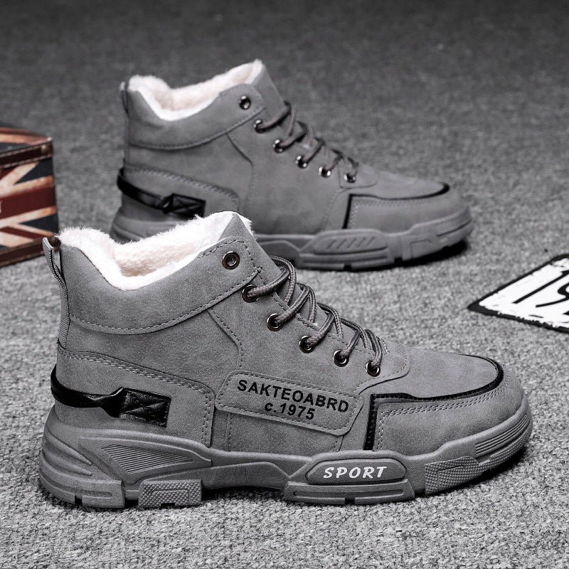 Men's Plush Snow Boots - High-Top Velvet Thickened Workwear Winter Boots