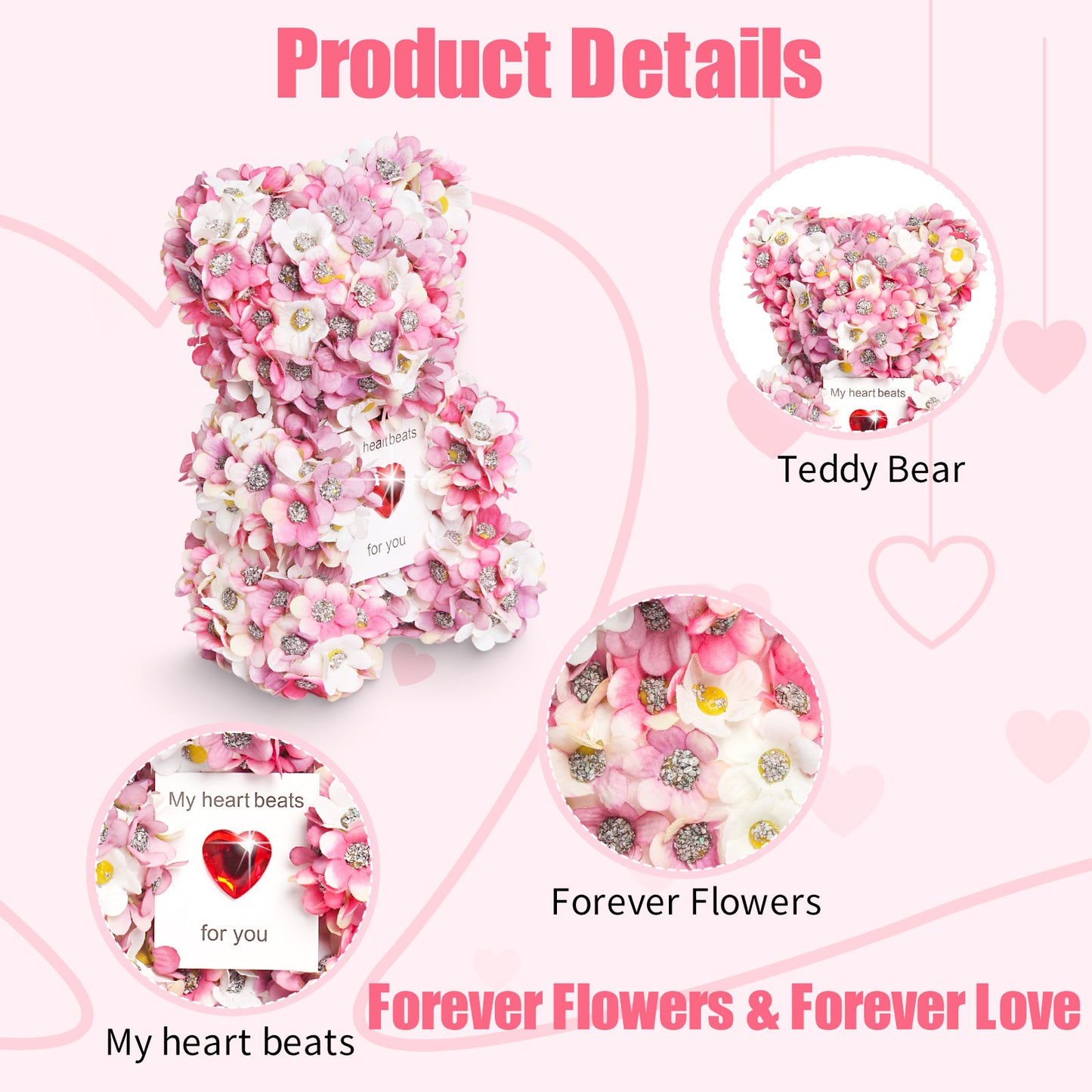 Valentine's Day Rose Bear - Handmade Artificial Flower Gift for Her