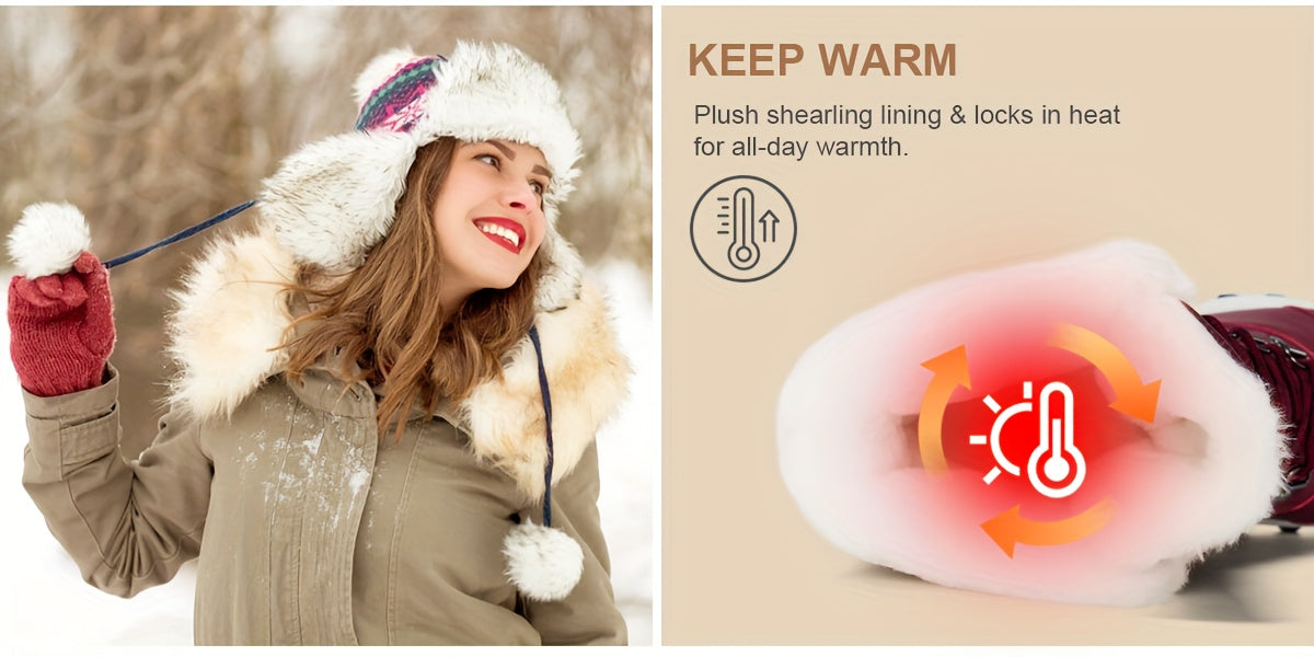 Women's Mid-Calf Snow Boots - Faux Fur Lined Winter Boots