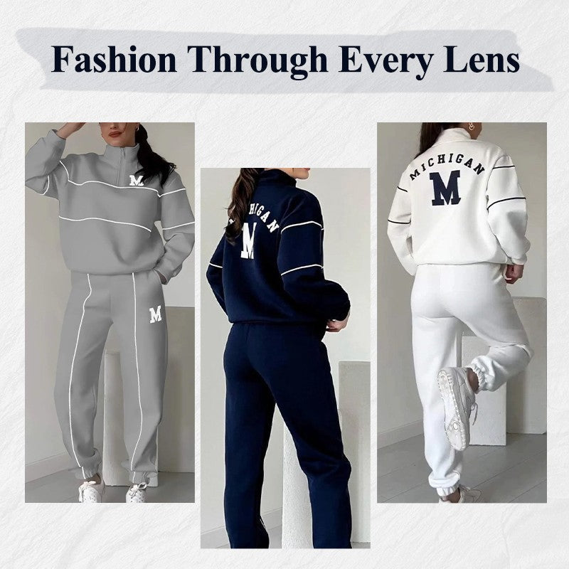 Women's 2-Piece Lounge Set - Pullover Sweatshirt & Sweatpants with Pockets