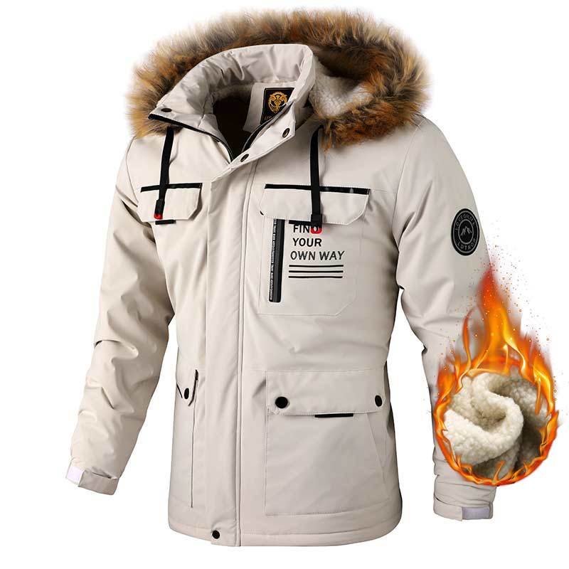 Men's Hooded Parka Jacket - Multi-Pocket Windproof Winter Coat