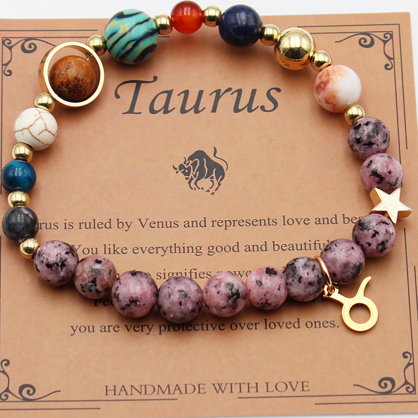 Zodiac Constellation Bracelet - 8 Planets Natural Stone Bracelet