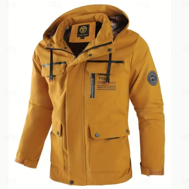 Men's Hooded Parka Jacket - Multi-Pocket Windproof Winter Coat