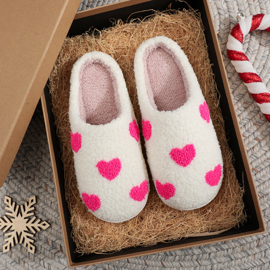 Valentine's Day Love Heart Slippers - Warm Indoor Cotton Couple Slippers