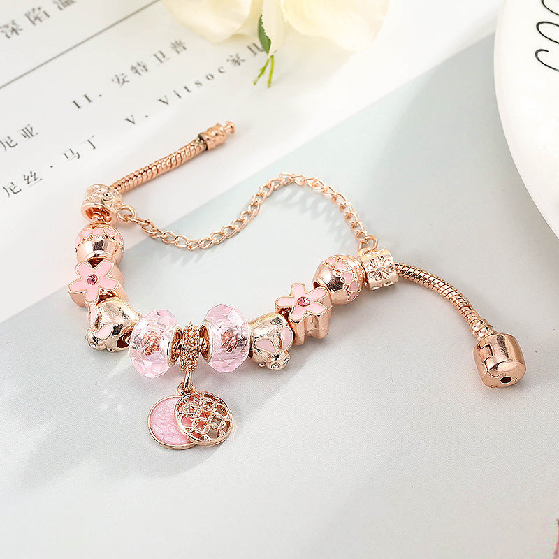 Women's Rose Gold Love Bracelet - Geometric Heart Fashion Jewelry