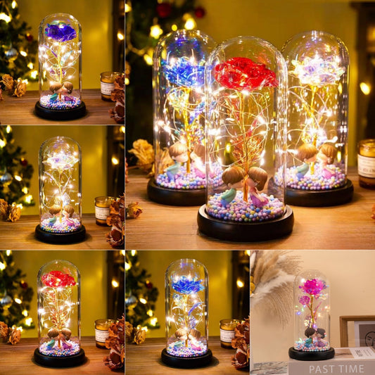Eternal Rose LED Light - Glass Dome Valentine's Day Gift with Night Light