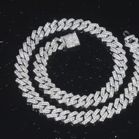 20-Inch Double-Drain Cuban Chain Unisex Ice-Frozen Edition Sparkling Diamond-Shaped Hip-Hop Style Cuban Necklace Jewelry