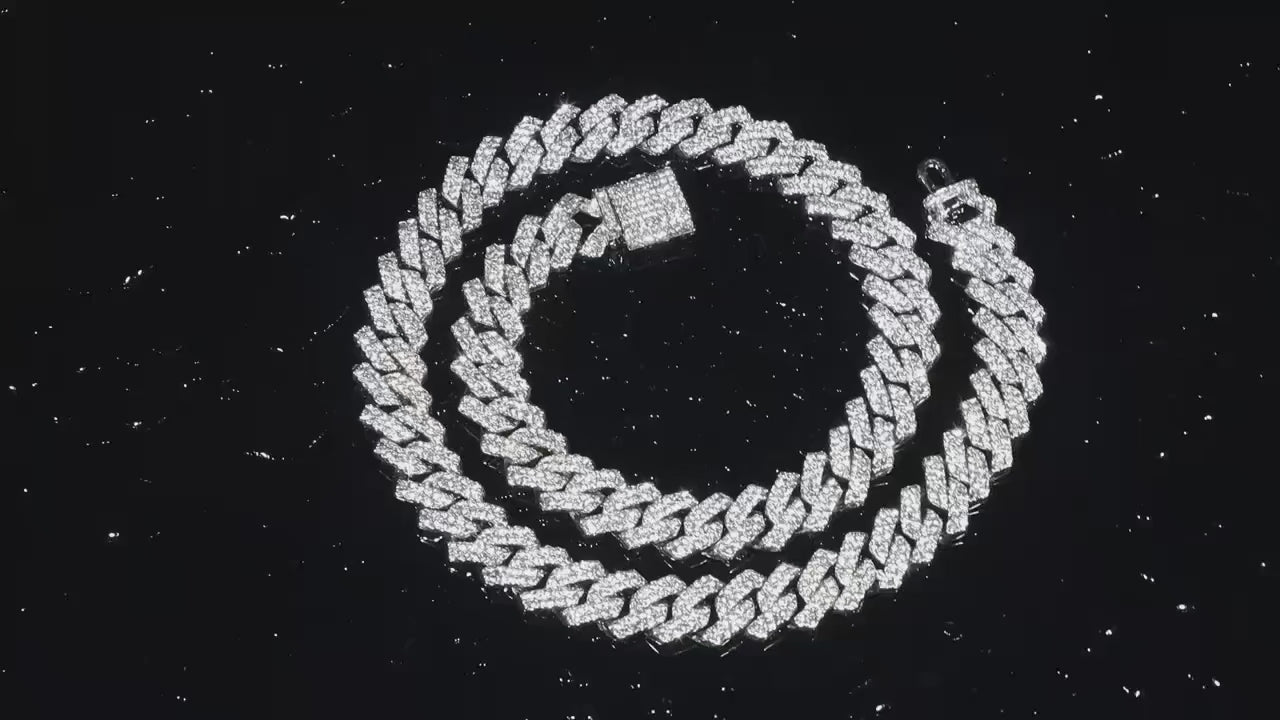 20-Inch Double-Drain Cuban Chain Unisex Ice-Frozen Edition Sparkling Diamond-Shaped Hip-Hop Style Cuban Necklace Jewelry