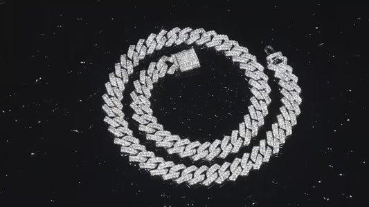 20-Inch Double-Drain Cuban Chain Unisex Ice-Frozen Edition Sparkling Diamond-Shaped Hip-Hop Style Cuban Necklace Jewelry