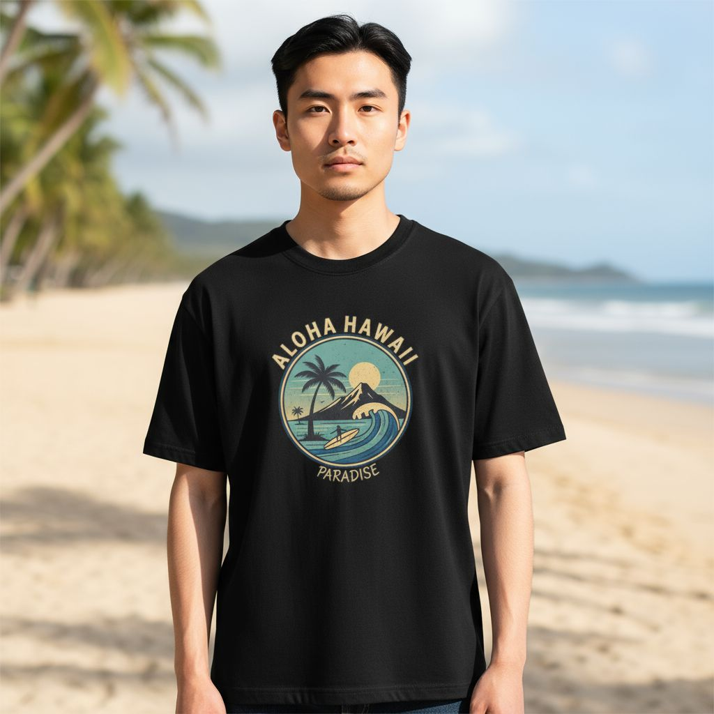 Aloha Hawaii Paradise T-Shirt, Beachwear, Vacation Shirt, Summer Apparel, Surfing Gift, Graphic Tee