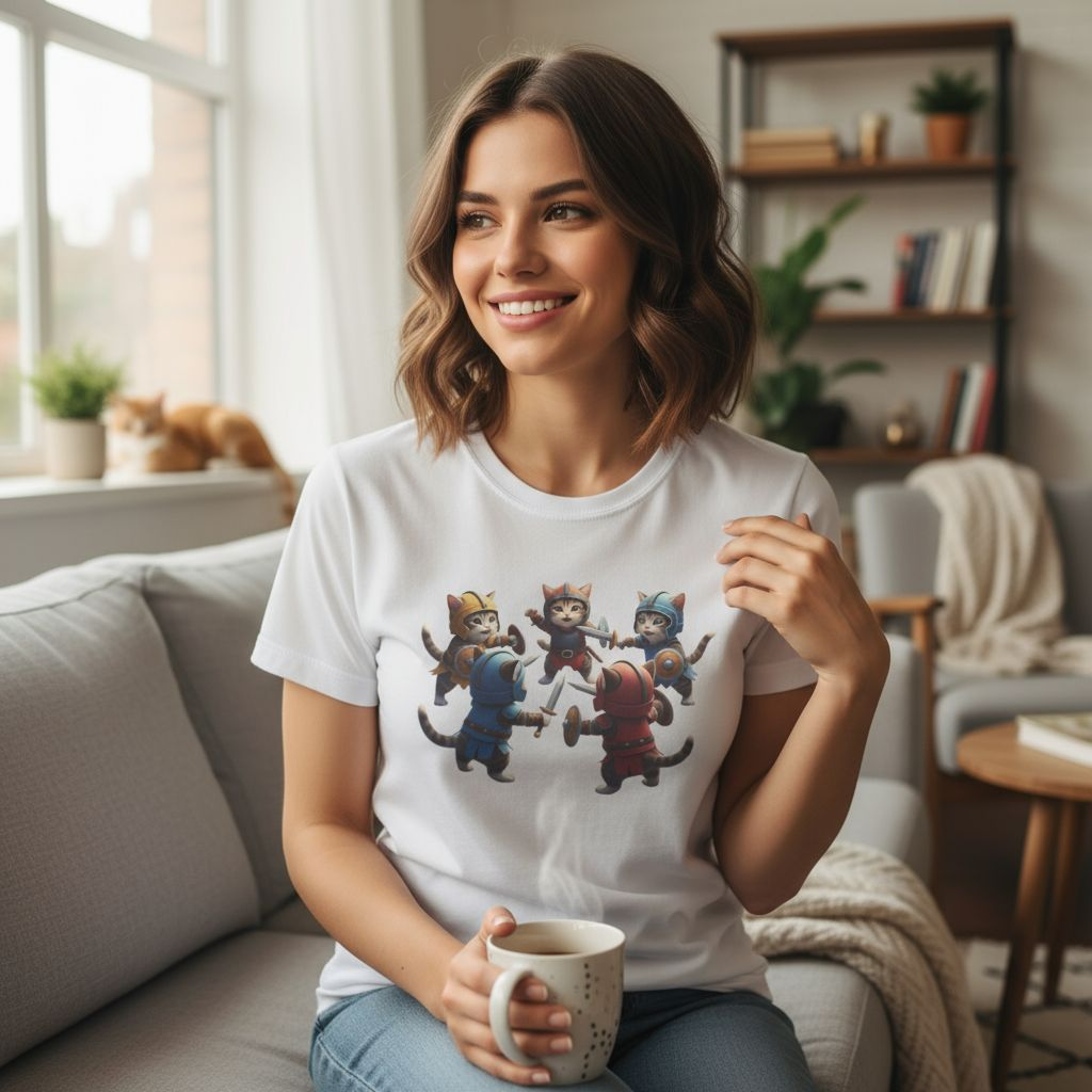 Camiseta Súper Cute de Gatos Guerreros (Kitten Knights) | Regalo Único para Fans de Fantasía y RPG