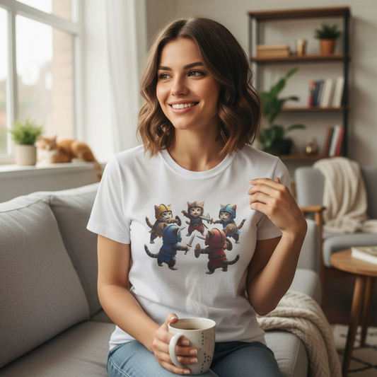 Camiseta Súper Cute de Gatos Guerreros (Kitten Knights) | Regalo Único para Fans de Fantasía y RPG