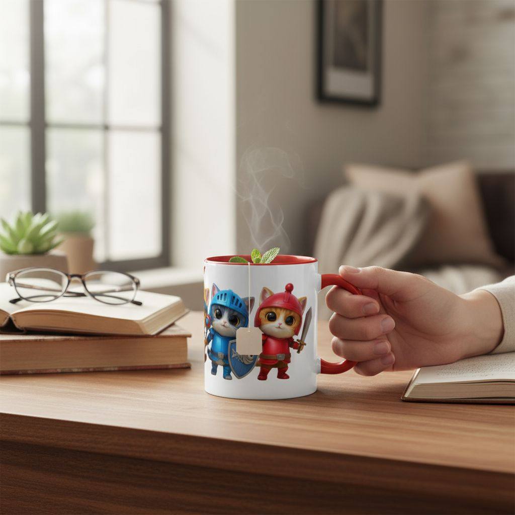 Cat Warrior Mug - Fierce Feline Coffee Cup for Cat Lovers